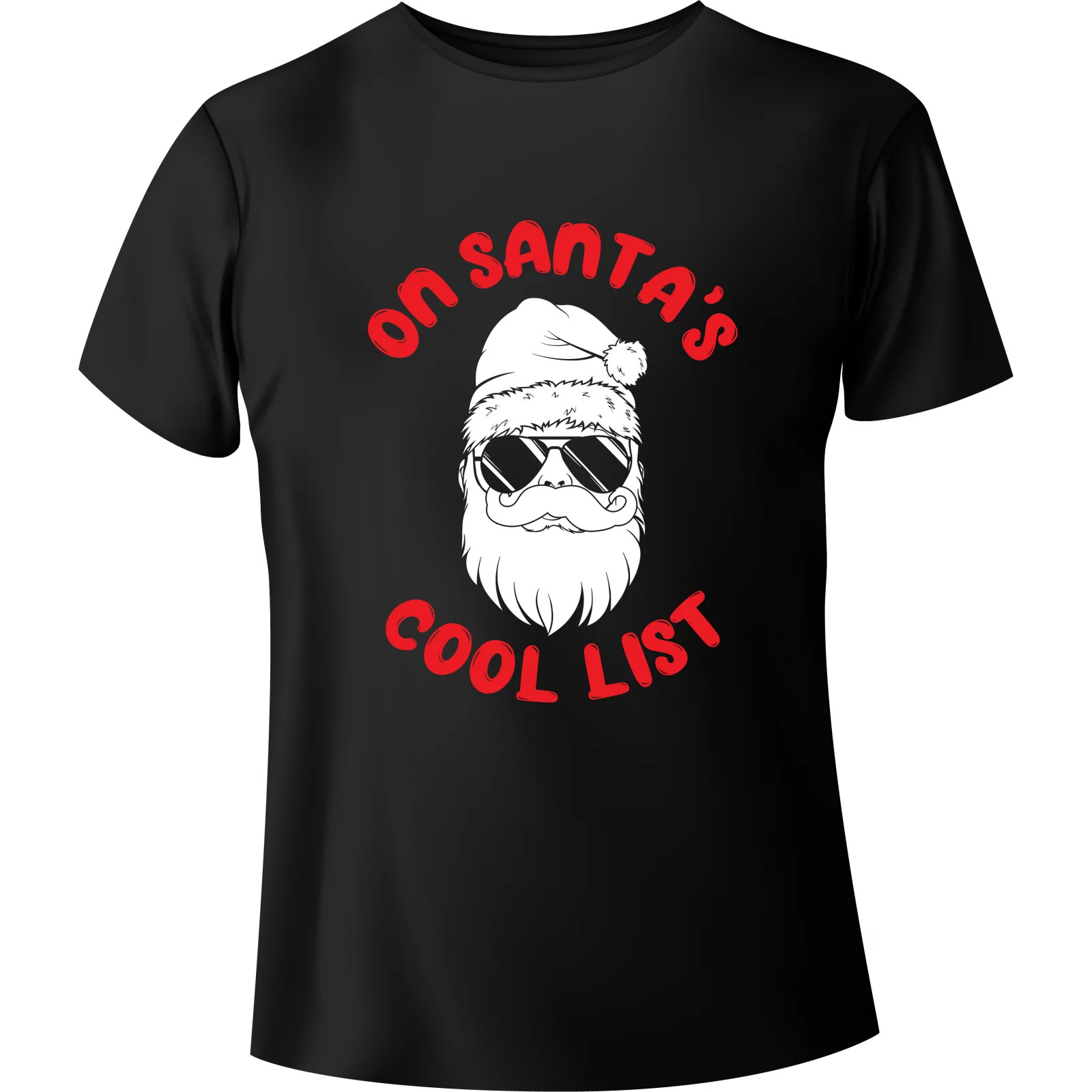 T-shirt Christmas Santa Claus "ON SANTA'S COOL LIST" - BanByte.com