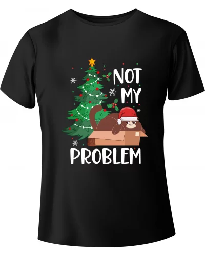 T-shirt Świąteczny Kot "NOT MY PROBLEM" - BanByte.com