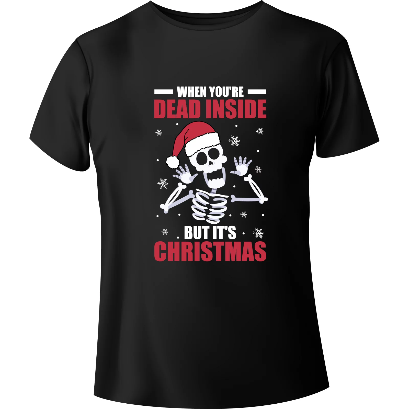 T-shirt Świąteczny Szkielet "IT'S CHRISTMAS" - BanByte.com