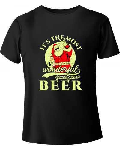 T-shirt Świąteczny Święty Mikołaj "Time for a Beer" - BanByte.com