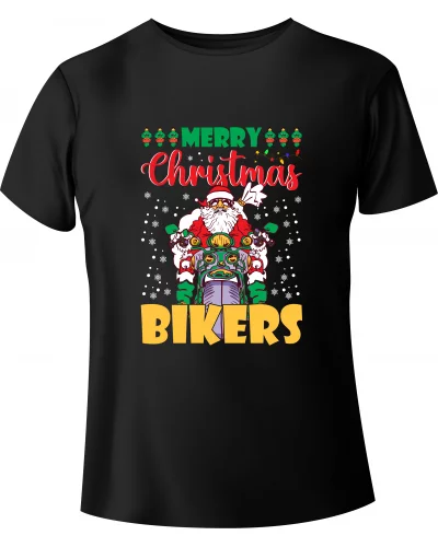 T-shirt Świąteczny motocykl "Merry Christmass Bikers" - BanByte.com