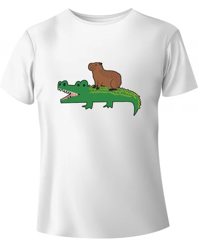 T-shirt Capybara on a crocodile - BanByte.com