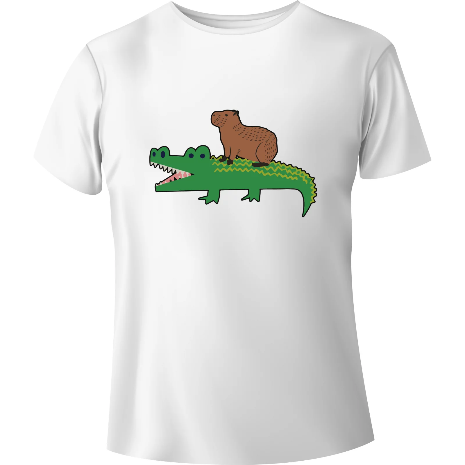 T-shirt Capybara on a crocodile - BanByte.com