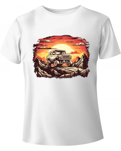 T-shirt Vintage Off-road car in the mountains